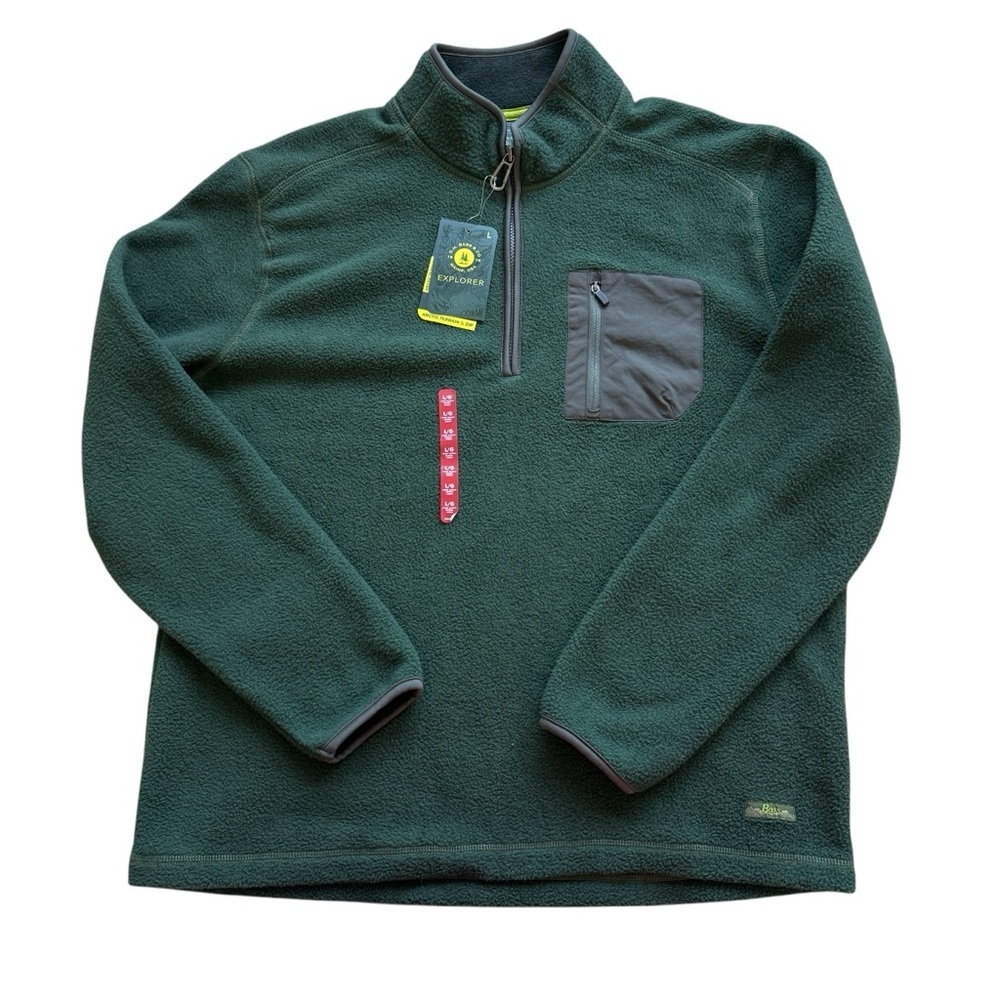 G.H. Bass Explorer Arctic Terrain 1/4 Zip Fleece Pullover Green Large Outdoor